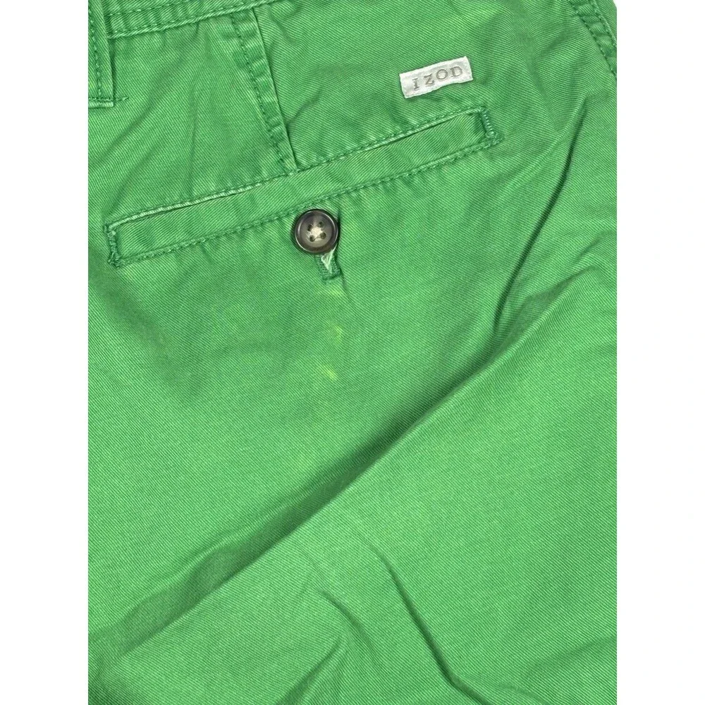 IZOD Saltwater Green Cotton Flat Front Chinos Mens Shorts Size 32